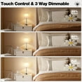 thumbnail image 3 of 14.6''  Bedside Lamps Set of 2 with USB +C Charging Ports and AC Outlet, 3 Way Dimmable Touch Control Silver Nightstand, 3 of 6
