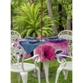 thumbnail image 3 of Outdoor Tablecloth with Umbrella Hole for Patio/Picnic/Party/Camping, Watercolor Floral Waterproof Table Cloth Round Cover Washable, Spring Flowers Botanical Retro Beige (Dia 54"), 3 of 8