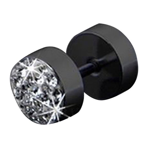 UDIYO Ear Studs Rhinestone Decor Anti-corrosion Stainless steel Men's Barbell Ear Studs for Party