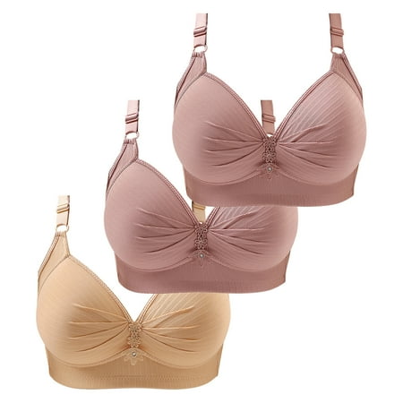 Pavied Bralettes for Women Push Up Bra Seamless Bras Thin Laceless Steel Ring Comfortable Breathability Underwear Large Size Brater Buckle Female Bra Womens Bras Full Coverage Bras Beige 5XL