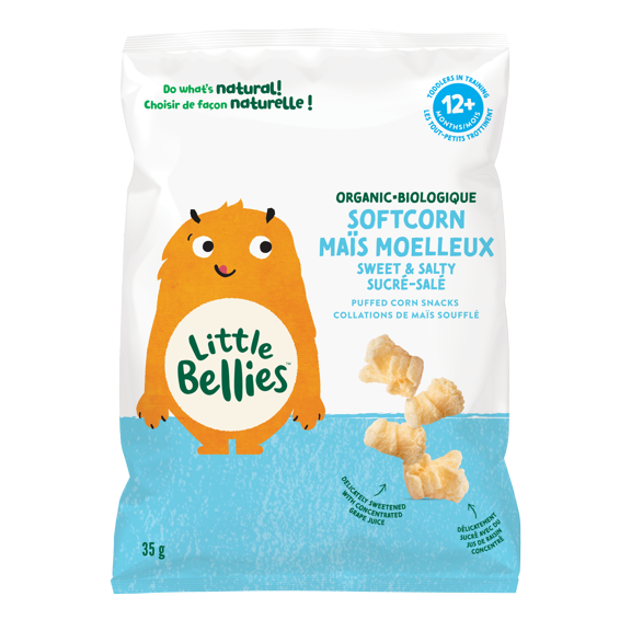 Little Bellies Organic Soft Corn Sweet & Salty Puffed Corn Snacks 12+ Month, 35gr