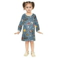 thumbnail image 2 of Girls' long-sleeved dress Fitness Equipment and Balls Girls' A-line dress with ribbed cuffs Soft and comfortable, 2 of 6