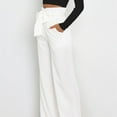 thumbnail image 7 of AWXNJUX Women Large Size Casual Pants Polyester Loose Cropped Pants Wide Leg Pants (White,L), 7 of 7