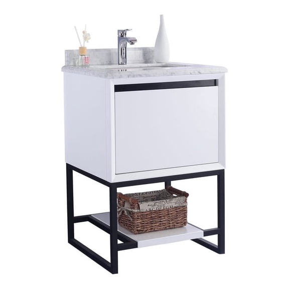 Laviva Alto 24" Wood Cabinet with Marble Countertop in White
