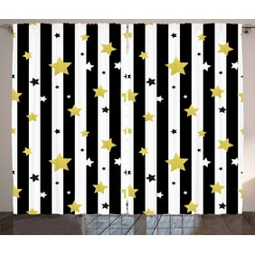 Gold And White Curtains 2 Panels Set Christmas Birthday Party