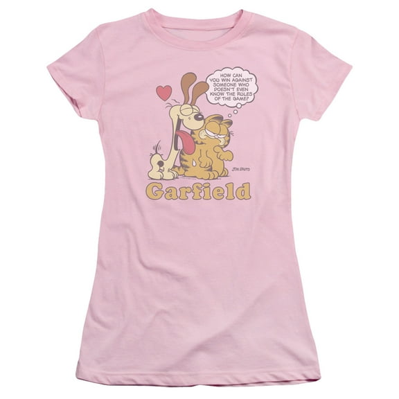 Garfield Cant Win S/S Junior Women's T-Shirt Sheer Pink