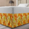 thumbnail image 1 of Hibiscus Bed Skirt, Exotic Flowers Tropical Palm Leaf Warm Tones, Elastic Bedskirt Dust Ruffle Wrap Around for Bedding Decor, 4 Sizes, Orange Yellow, by Ambesonne, 1 of 2