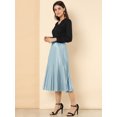 thumbnail image 4 of INSPIRE CHIC Falda Midi Plisada De Acordeón Metálico De Fiesta De Cintura Elástica De Traje Navide?o Para Mujer Azul claro M, 4 of 6
