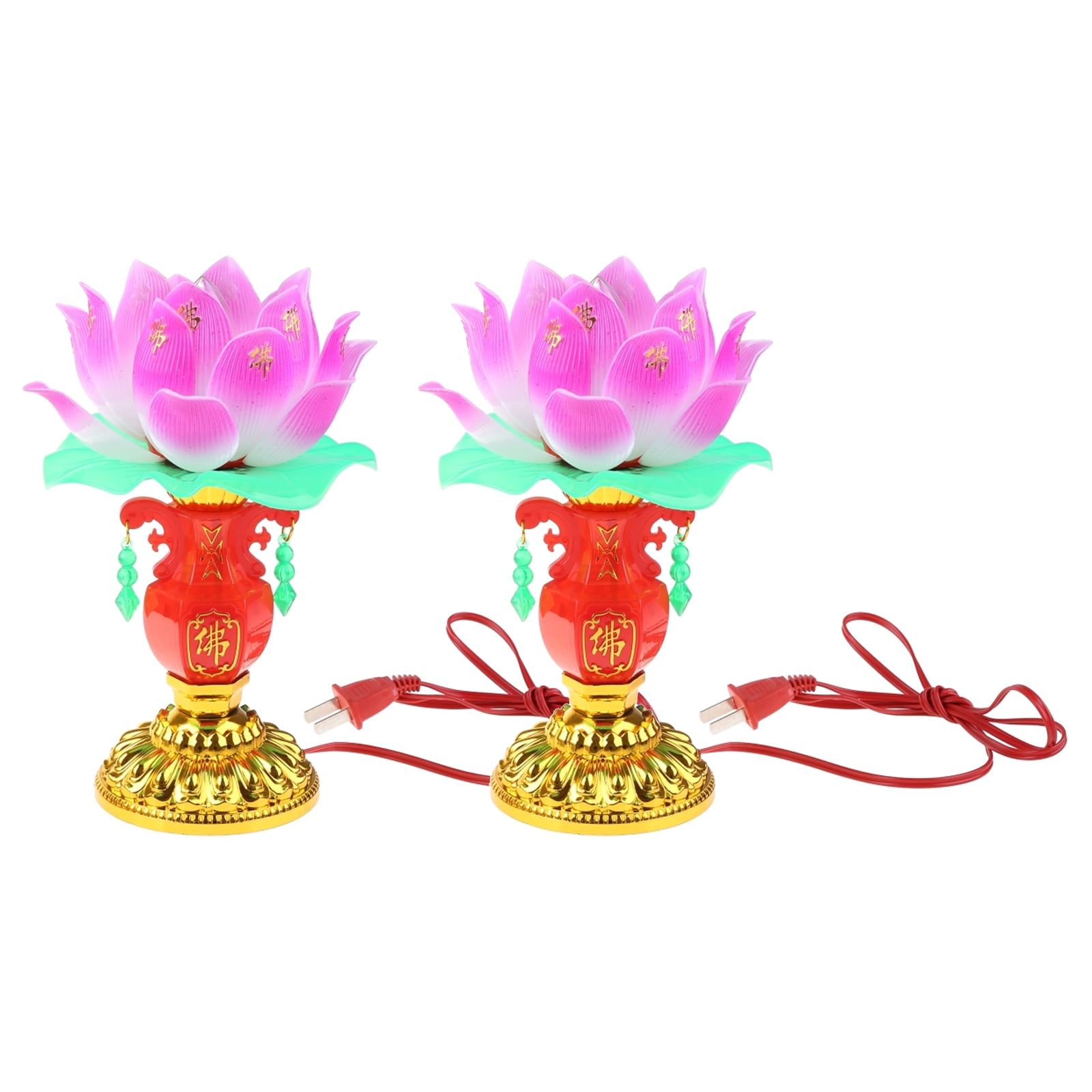 ZENTREE 2 Pack Jade Vase Lotus Lantern Buddha Light Electric Candle
