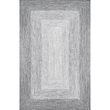 Jayda Braided Gradience Indoor/Outdoor Area Rug in Light Gray Size (4' x 6')