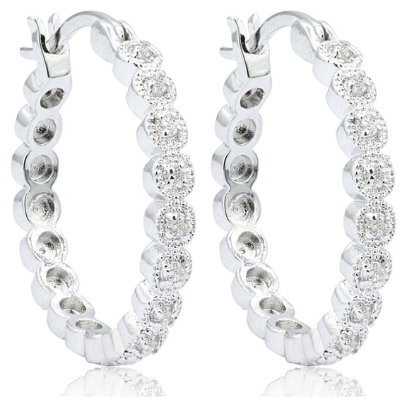 SuperJeweler 1/4 Carat Diamond Hoop Earrings, 3/4 Inch For Women