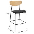 thumbnail image 3 of SAFAVIEH Ryker Scandinavian Counter Stool, Oak/Black (20.3 in. W x 20 in. D x 39 in. H), 3 of 14