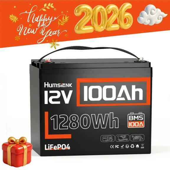 HumsiENK 12V 100Ah LiFePO4 Battery Group 24 Lithium Battery 100A BMS with Low Temp Cutoff, 15000+ Deep Cycles for RV Solar Marine Trolling Moto Off-Grid, Lithium Iron Phosphate Batteries