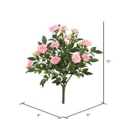 Vickerman 15 Artificial Light Pink Mini Diamond Rose Bush.