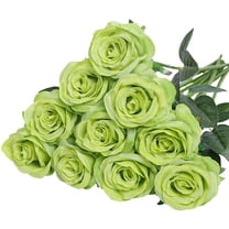 Nvzi Realistic Fake Roses Artificial Flowers with Stems for Decoration Bridal Bouquet 10PCS (Green)