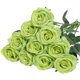thumbnail image 1 of Xiao Hua Rosas artificiales realistas con tallos para decorar ramos de novia, 10 unidades (verdes), 1 of 2