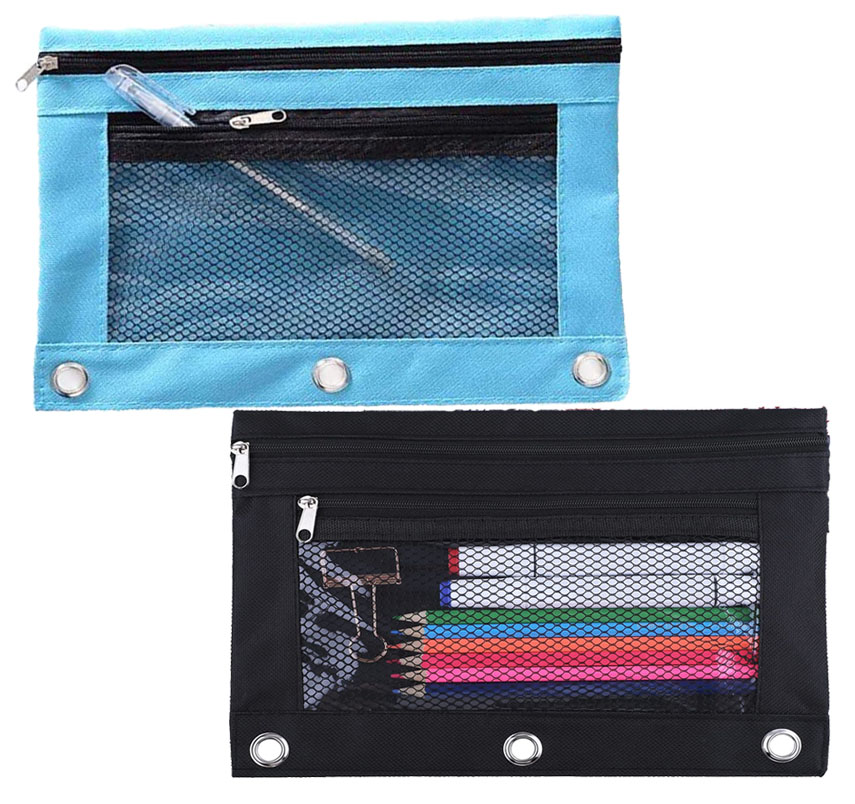 Binder Pencil Pouch for 3 Ring Binder, 2 Pack 3 Ring Binder Pencil