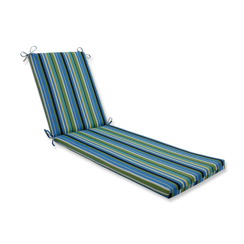 80" Green and White Striped Outdoor Patio Chaise Lounge Cushion with
