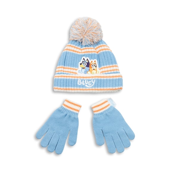 Bluey Character Girls Blue Beanie and Gloves Set | One Size | Made by Vanilla Underground