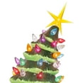 thumbnail image 2 of Milltown Merchants Green Leaning Ceramic Christmas Tree - 9.5", Medium Multicolor Lights, 2 of 5