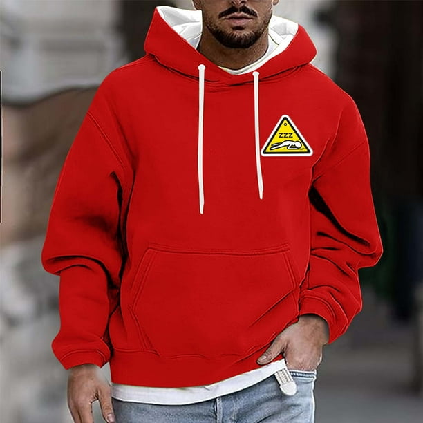 Sudadera con capucha para hombre, informal, a la moda, con estampado, con cordón, de manga larga, de poliéster