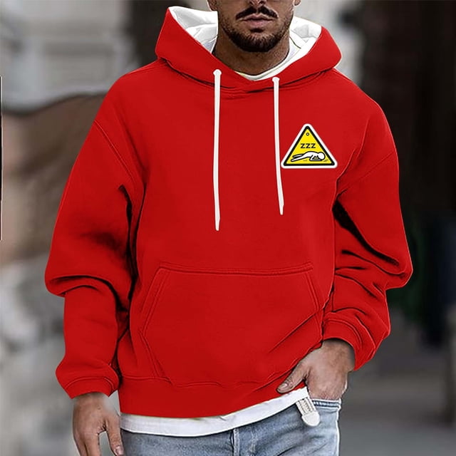 Sudadera con capucha para hombre, informal, a la moda, con estampado, con cordón, de manga larga, de poliéster