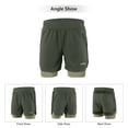 thumbnail image 4 of Men 2 In 1 Running Shorts Quick Drying Breathable Active Training Exercise Jogging Marathon Cycle Shorts, 4 of 7