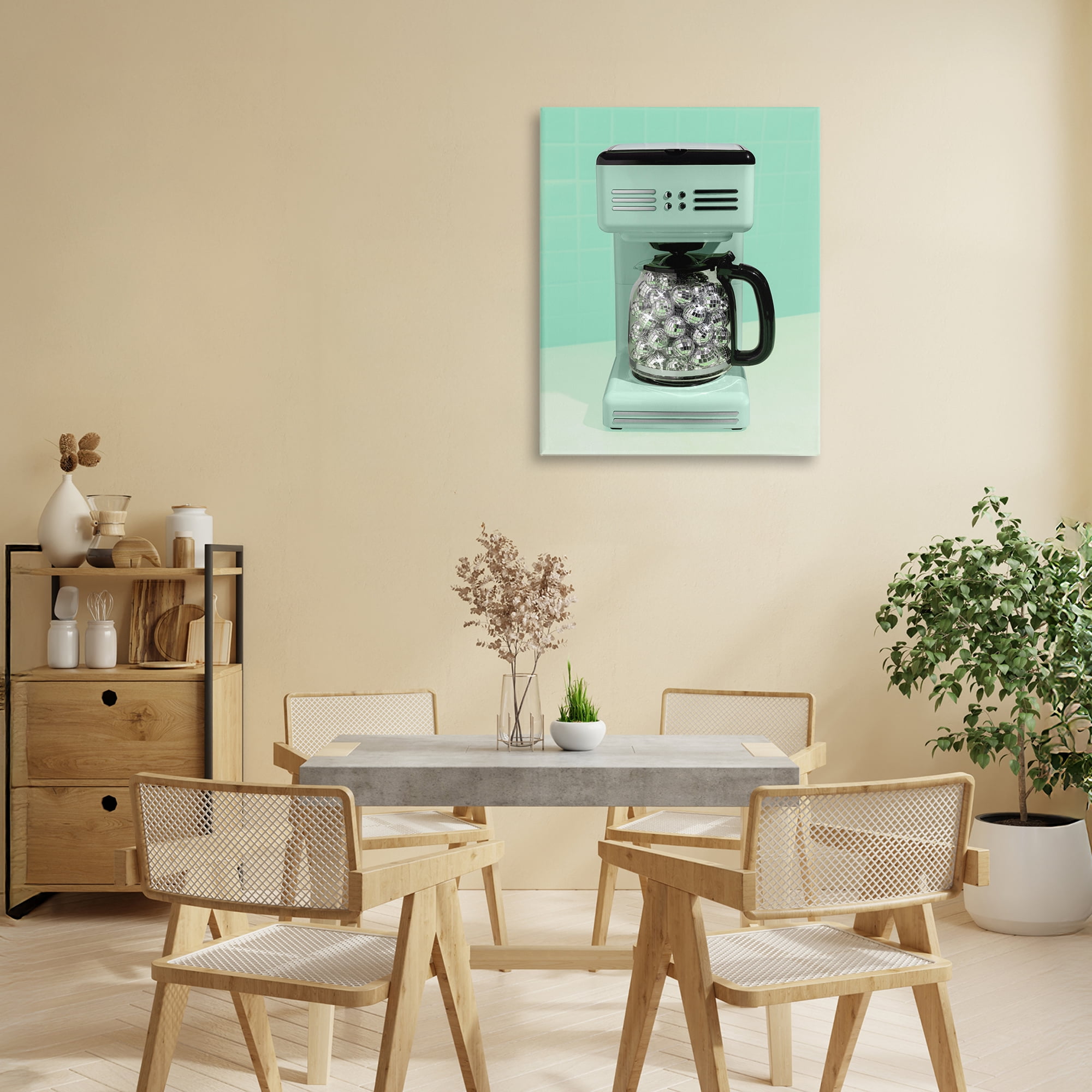 Stupell Industries Disco Coffee Maker over Green Canvas Wall Art, design by LISH Creative