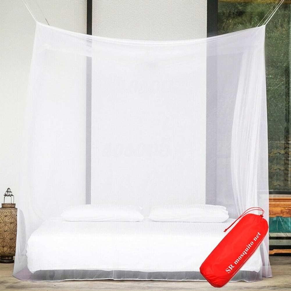 Mosquito Net for Single to King-Sized Beds – 2 Side Openings & 6 Hanging Loops – Decorative Rectangular Shape for Home & Travel – Bed Canopy Hanging Kit & Carrying Bag Included