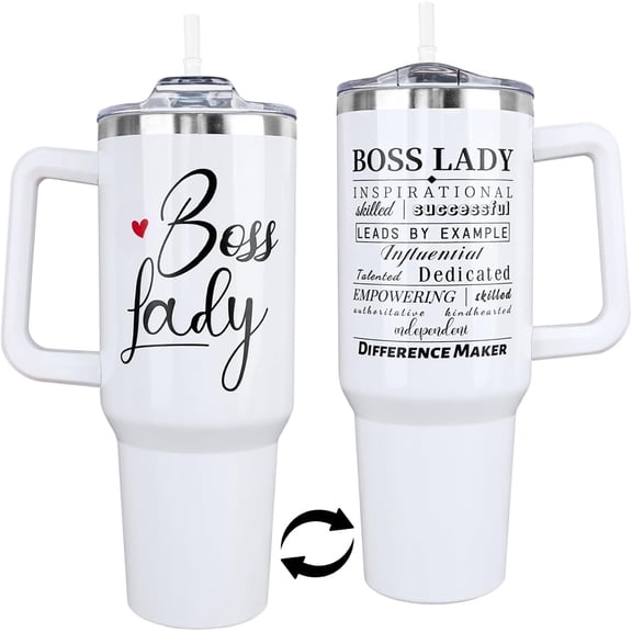 Boss Lady Tumbler 40 Oz, Funny Boss Day Gifts for Her Women, Best Boss Gifts for Women Office, Christmas Presents for Your Boss, Best Boss Lady Cup Coffee Mug, 40 Oz Tumbler with Handle and Straw