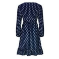 thumbnail image 4 of FAIWAD Robes de Sortie pour Femmes Tendance à Pois Imprimés Robe Midi à Manches Longues Volants Col en V Robe Fluide, 4 of 7
