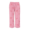 thumbnail image 6 of Simua Women's Valentine's Day Bow Print Flannel Plush Wide Leg Pants - Elastic Waist Side Pocket Casual Trousers S-XXL Festive Lounge & Daily Pants, 6 of 7