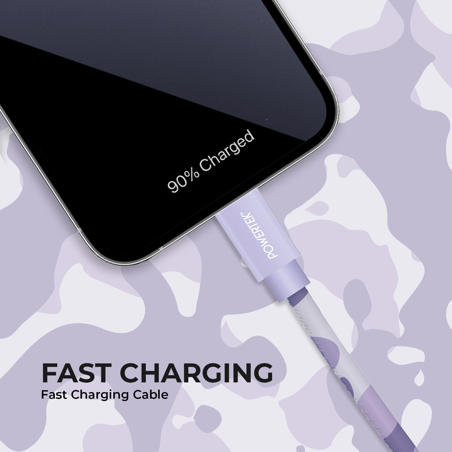 Liquipel Powertek Pastel Camo USB-A to Lightning - Purple