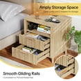 thumbnail image 5 of 18" Wide Fluted Nightstand Set of 2 with Charging Station Modern Wood Bedside Table with 2 Drawers and Open Shelf, Mid Century End Table for Bedroom Living Room Office, Oak, 5 of 10