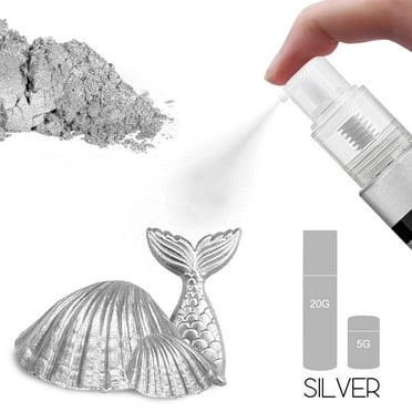 Edible Glitter Spray TWE5 - 20g Luster Dust Edible Food Grade Glitter for Cake Decorating, Cocktails, Drinks - Shimmer Dust Powder Metallic Food Coloring Powder for Cookie, Candy, Icing (Silver)