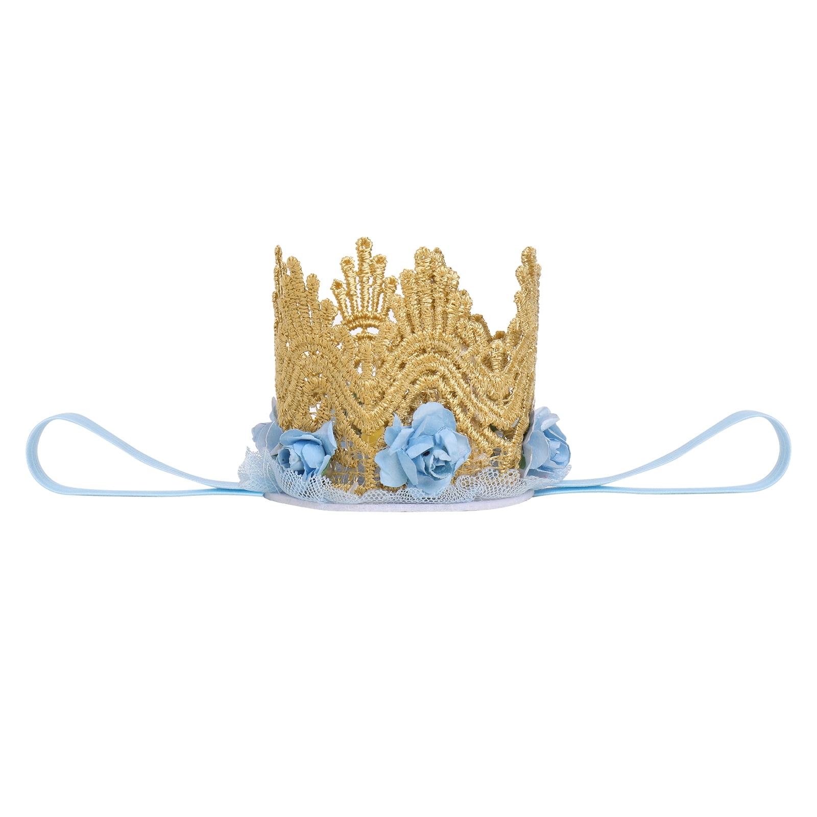 IBTOM CASTLE Baby Girl 1st Birthday Outfit Lace Tulle Romper Princess Tutu Dress Headband Shiny ONE Cake Smash Photo Shoot Clothes 0-6 Months Blue Flower