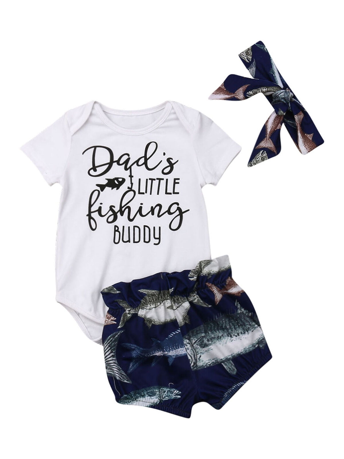 Daddys Little Fishing Buddy Baby Girls Casual Ruffle Top T-Shirt Flounces Dress Toddler Girls Summer Tops