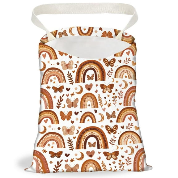 Car Trash Bag Hanging Car Garbage Bag With Snap Buttons Cute Car Back Seat Trash Bag Portable Garbage Can for Car Interior Hanging Women Car Accessories Travel Camping Bohemia Rainbow Decor