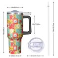 thumbnail image 2 of 40oz Pioneer Flower Floral Print Pattern Insulated Tumbler with Handle, BPA-Free Leak Proof Lid and Straws, Double Wall Vacuum, Hot 12h/Cold 34h, 2 of 6