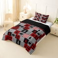 thumbnail image 2 of Erosebridal Woodland Wildlife Bears Twin Comforter Sets 3-Piece For Boys,Teens Black Red Geometric Grid Bedding Set,Black Reversible, 2 of 6