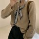 thumbnail image 4 of Cárdigan de punto de nicho con diseño hueco nuevo de otoño e invierno coreano, temperamento femenino, estilo elegante con chaqueta de suéter con bufanda, 4 of 5