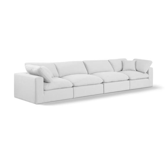 Meridian Furniture Comfy White Linen Textured Fabric Modular Sofa