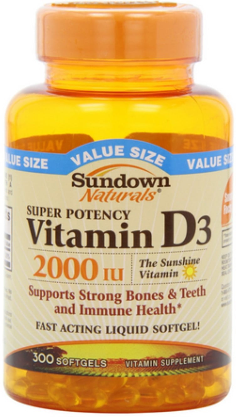 Sundown Naturals Vitamin D3 2000 IU Softgels Super Potency 300 Each