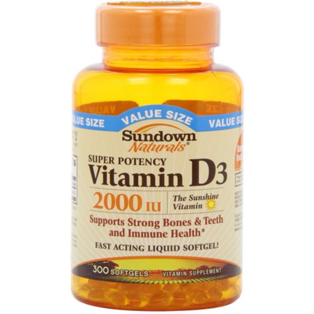 Sundown Naturals Vitamin D3 2000 IU Softgels Super Potency 300 Each