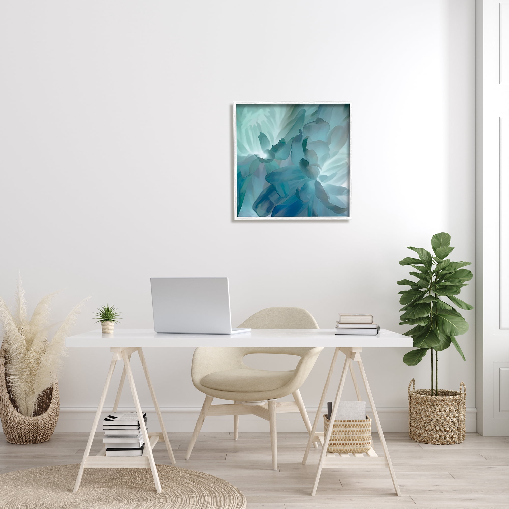 Stupell Industries Blue Flower Petal Abstraction Cool Tone Florals, 24 x 24, Designed by David Pollard