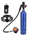 thumbnail image 3 of Rebreather de cilindro de oxígeno vacío de aluminio azul de 1L con cabezales de válvula de respiración secundaria de metal puro, 3 of 10