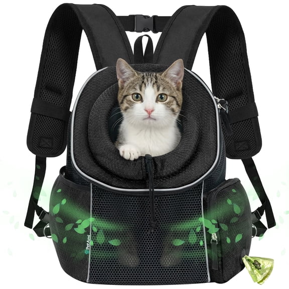 PetAmi Dog Carrier Backpack, Hands Free Front Pet Carrier, 14 lbs, Black
