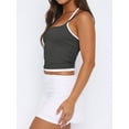 thumbnail image 5 of Women's Summer Mini Sling Vests Gray Sleeveless Hanging Neck Contrast Color Tops, 5 of 7