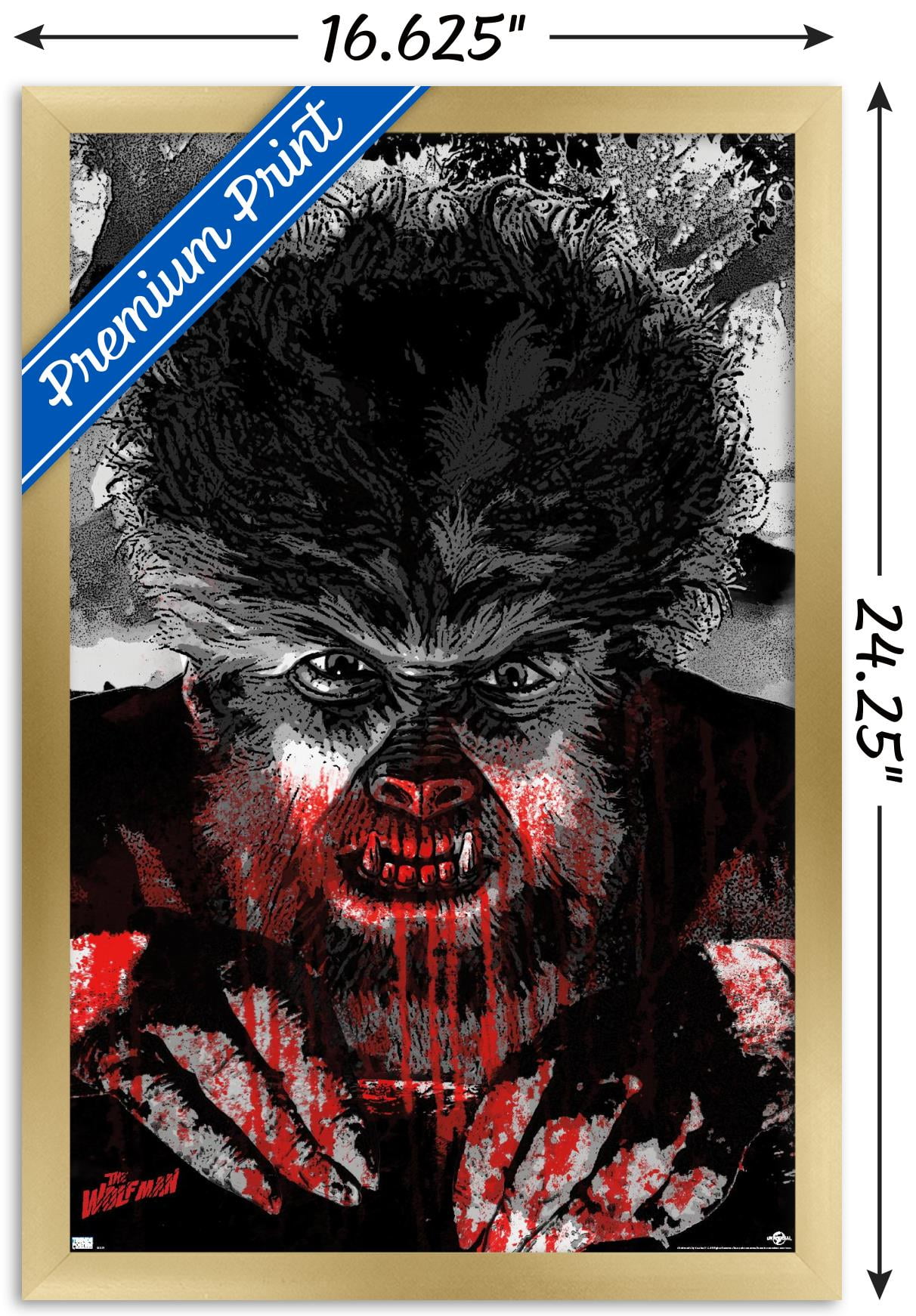 The Wolf Man - Autumn Moon Wall Poster, 14.725" x 22.375" Framed