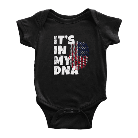 

It s In My DNA American Flag Country Pride Cute Baby Romper Bodysuit For Boy Girl (Black 0-3 Months)